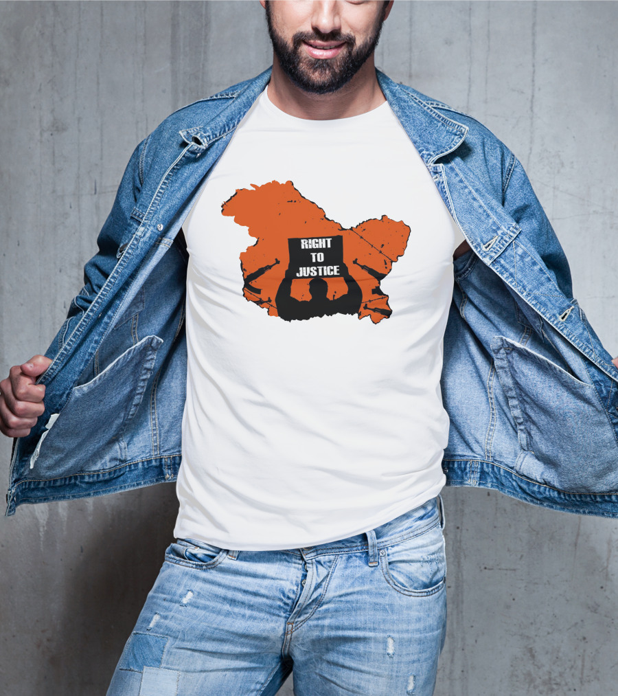 Right To Justice Protest Silhouette Inside Orange Map Shape T-Shirt