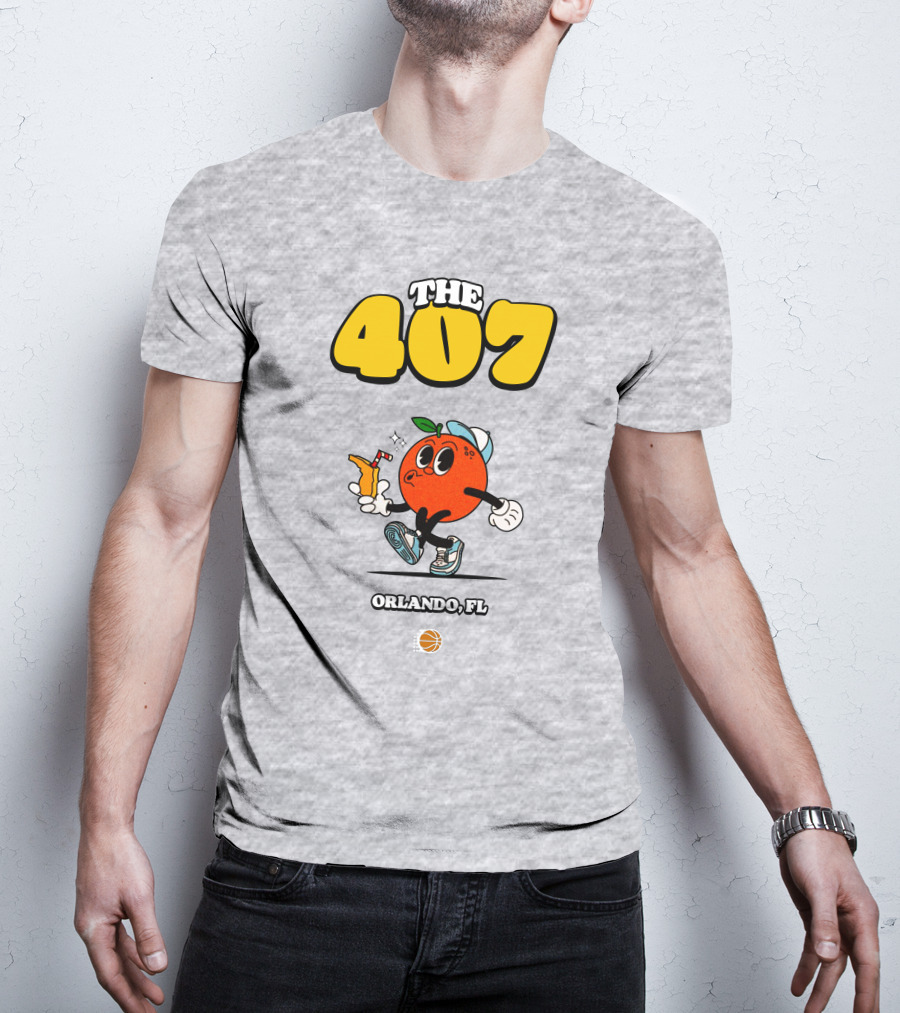 THE 407 Orlando FL Basketball Orange Character T-Shirt