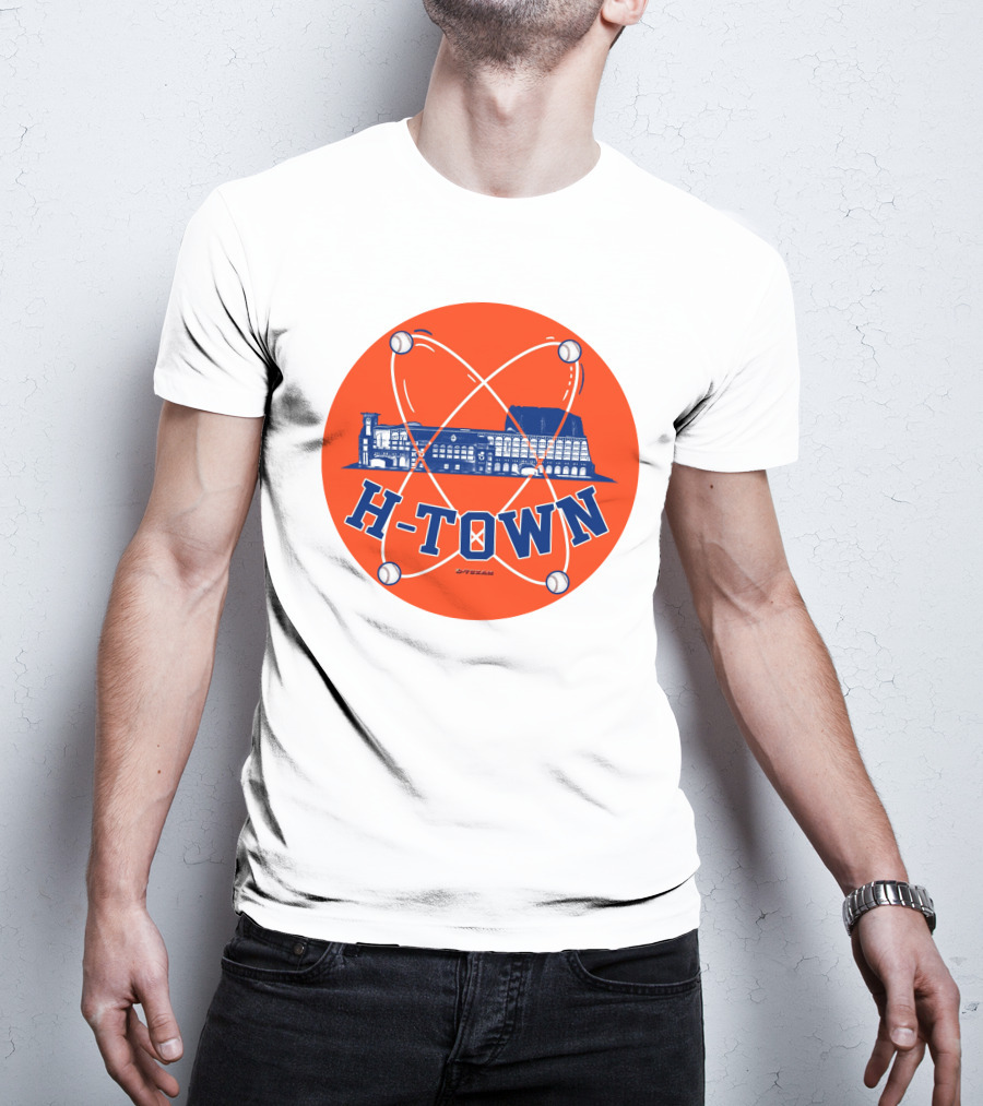 H-Town D-Texan Baseball Landmark Iconography T-Shirt