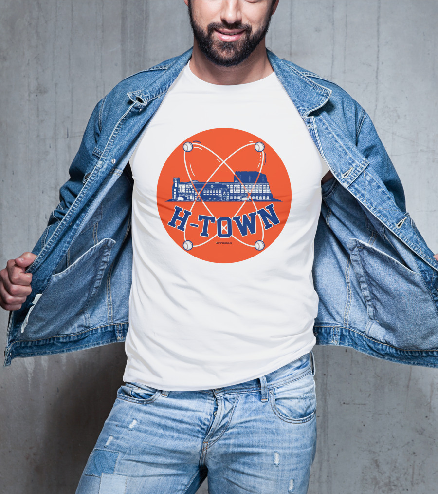 H-Town D-Texan Baseball Landmark Iconography T-Shirt