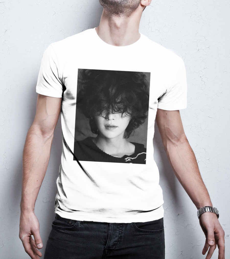 Suga Min Yoongi's Face Black And White Curly Hair T-Shirt