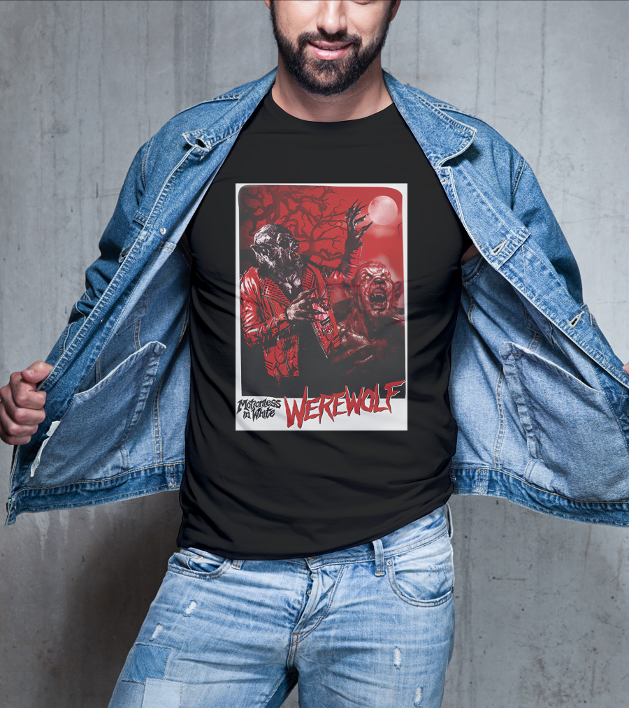 Motionless In White Werewolf Colortest Lurking In The Dark Red Moon Horror Scene T-Shirt