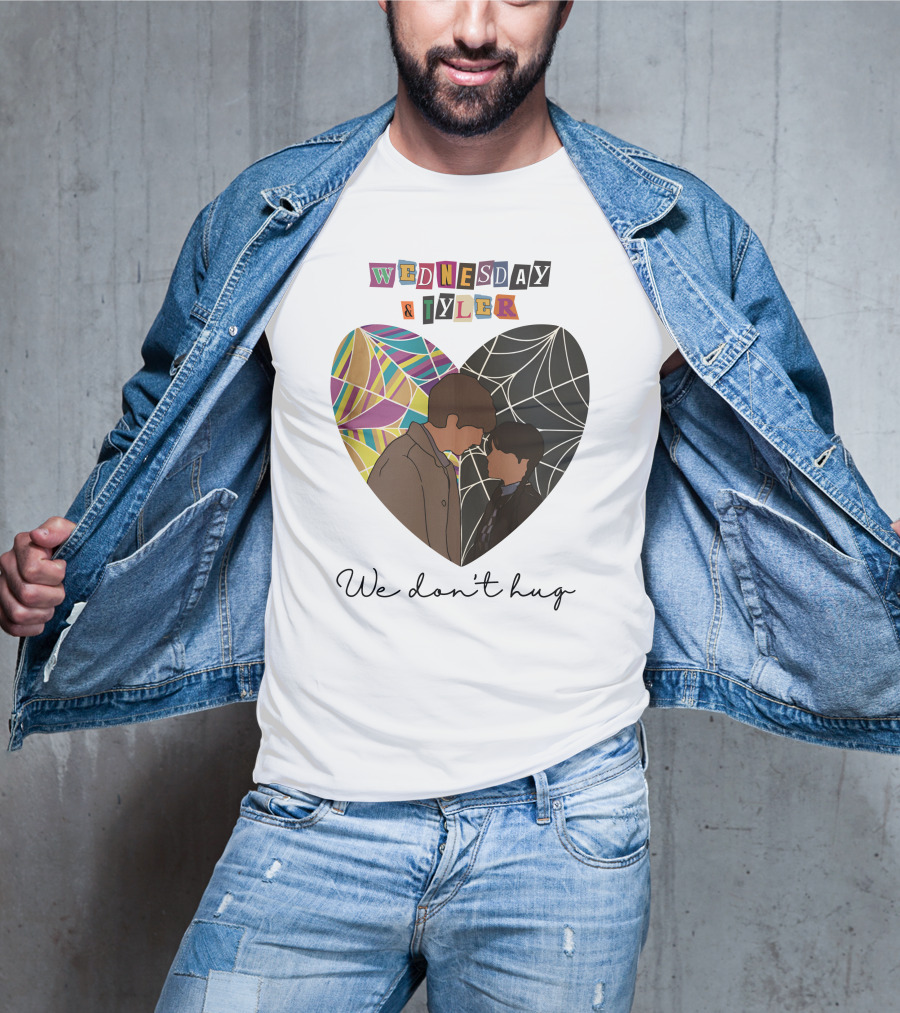 Wednesday And Tyler We Don't Hug Heart T-Shirt