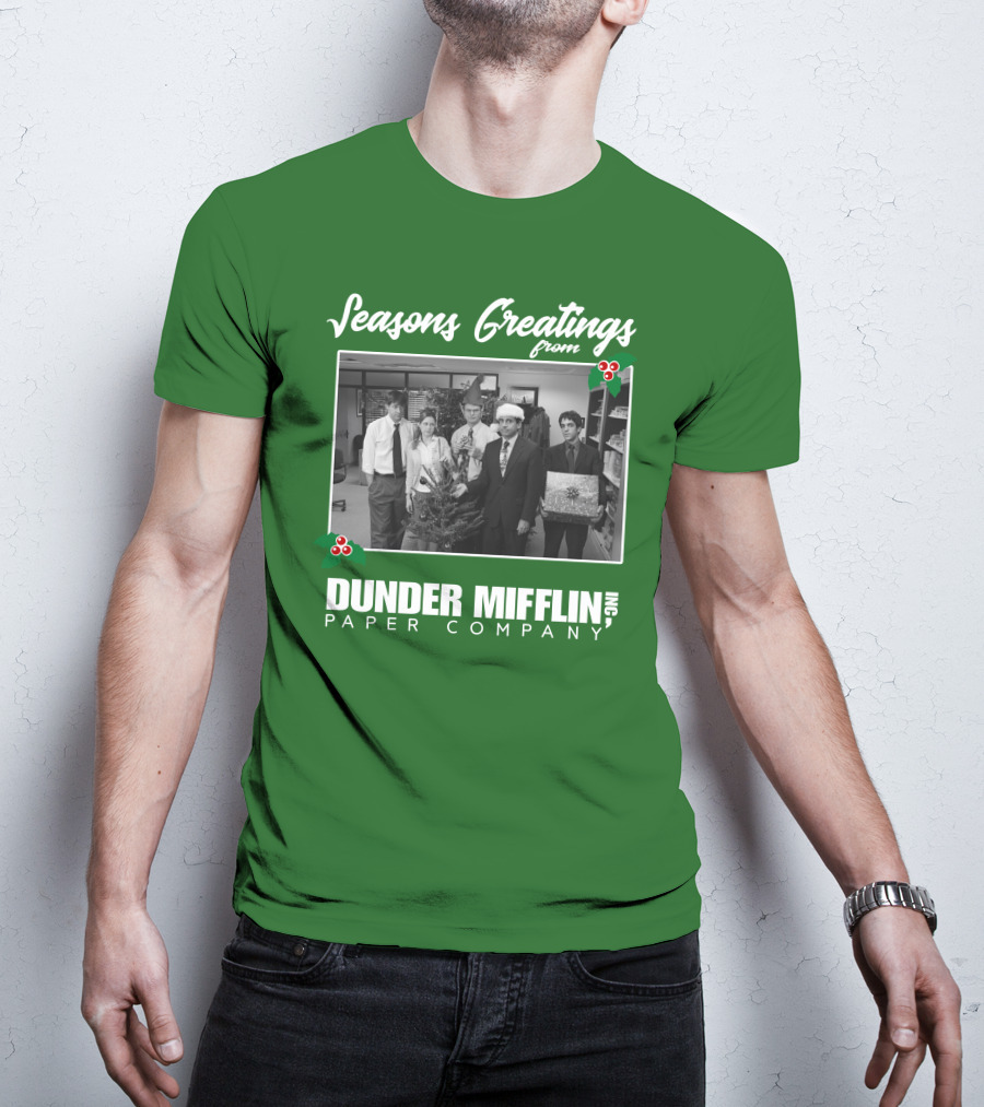 Seasons Greetings From Dunder Mifflin Paper Company Holiday Photo T-Shirt