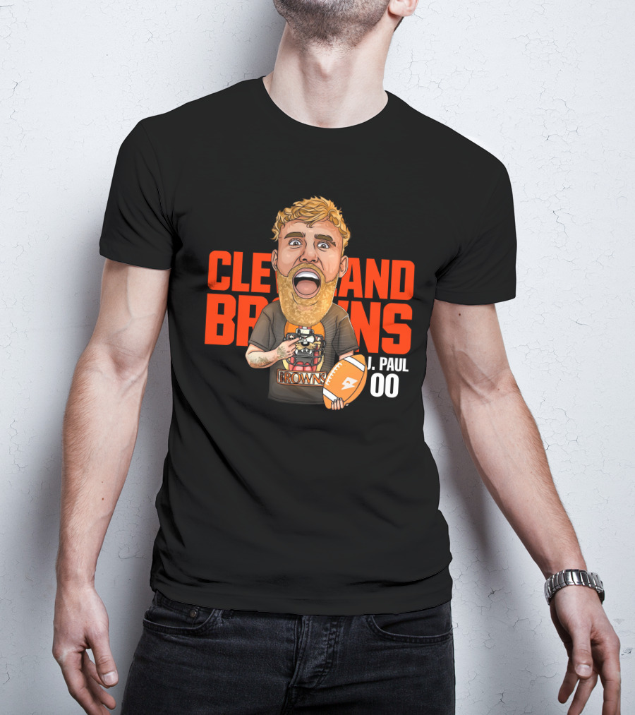 Cleveland Browns J. Paul 00 Football Illustration - Agha Noor T-Shirt