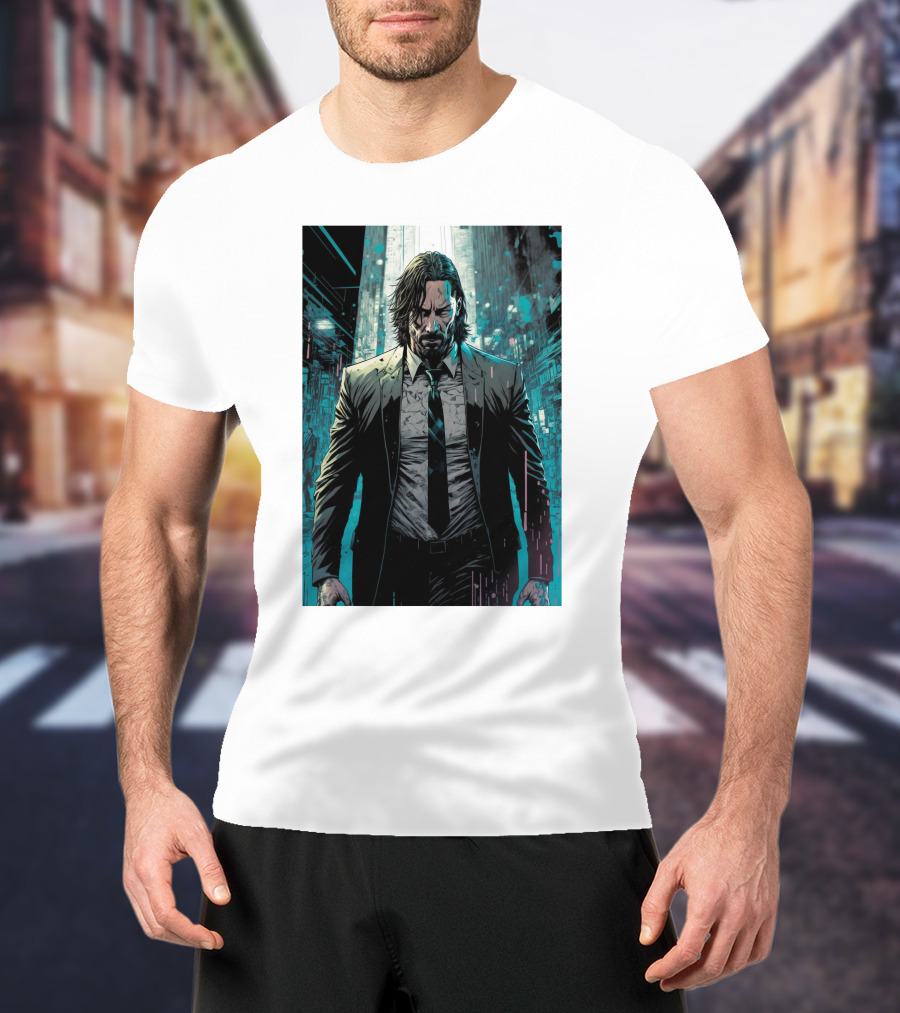 John Wick Comic Style Noir Scene T-Shirt