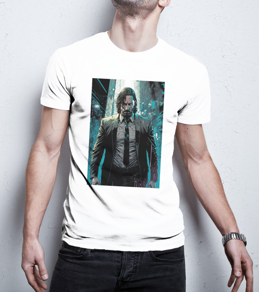 John Wick Comic Style Noir Scene T-Shirt