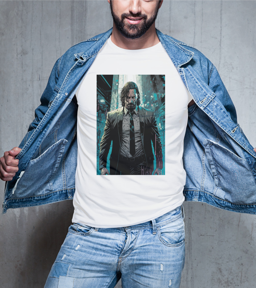 John Wick Comic Style Noir Scene T-Shirt