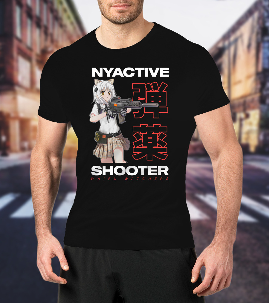 NYACTIVE Shooter Waifu Watchers Anime T-Shirt