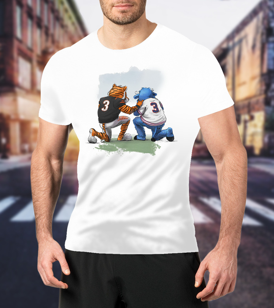 Dey Pray Together Kevin Necessary Cincinnati Bengals Buffalo Bills Mascots Number 3 T-Shirt