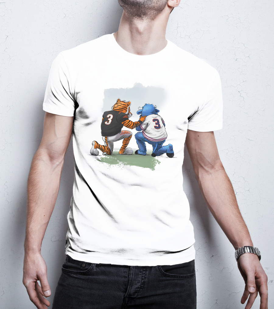 Dey Pray Together Kevin Necessary Cincinnati Bengals Buffalo Bills Mascots Number 3 T-Shirt