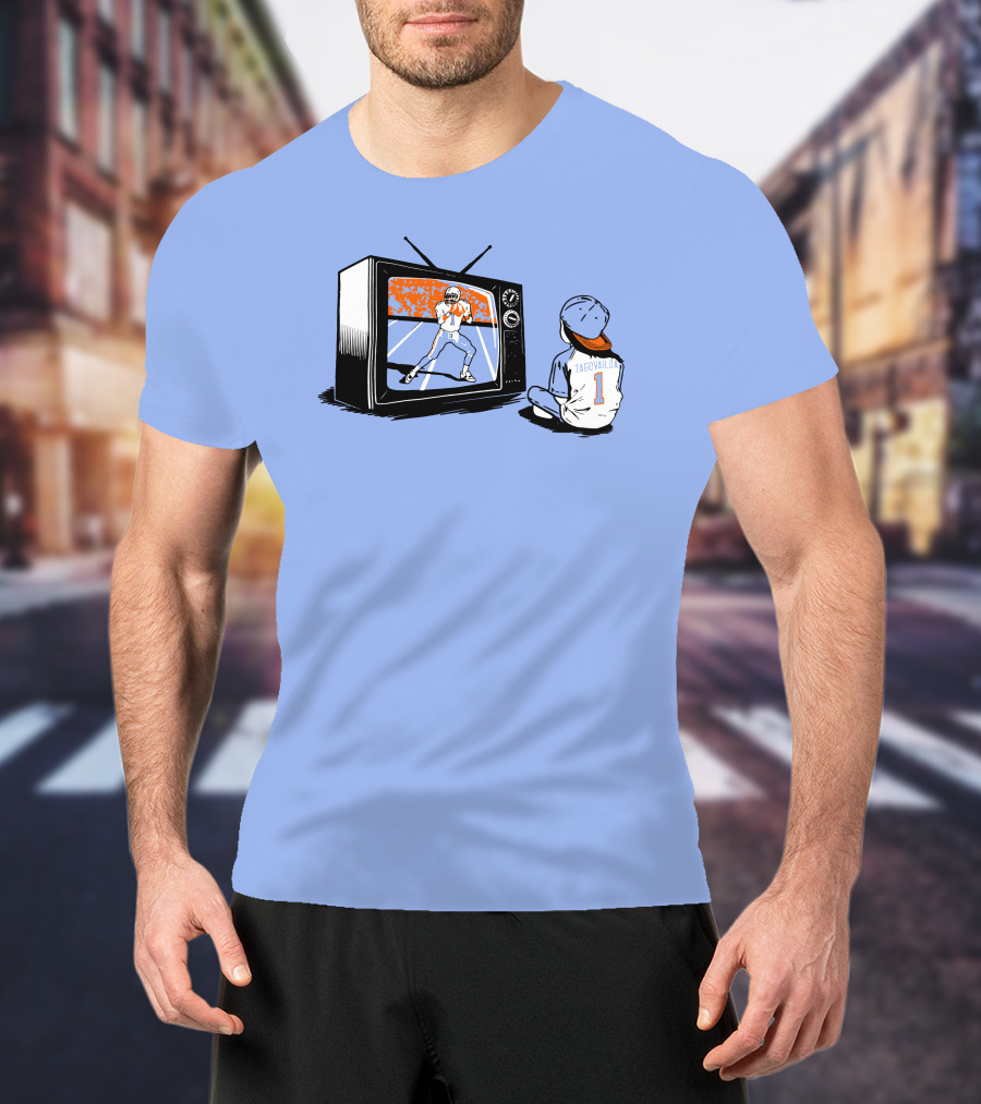 Vibz Idols Tagovailoa Football Fan Watching Retro TV T-Shirt