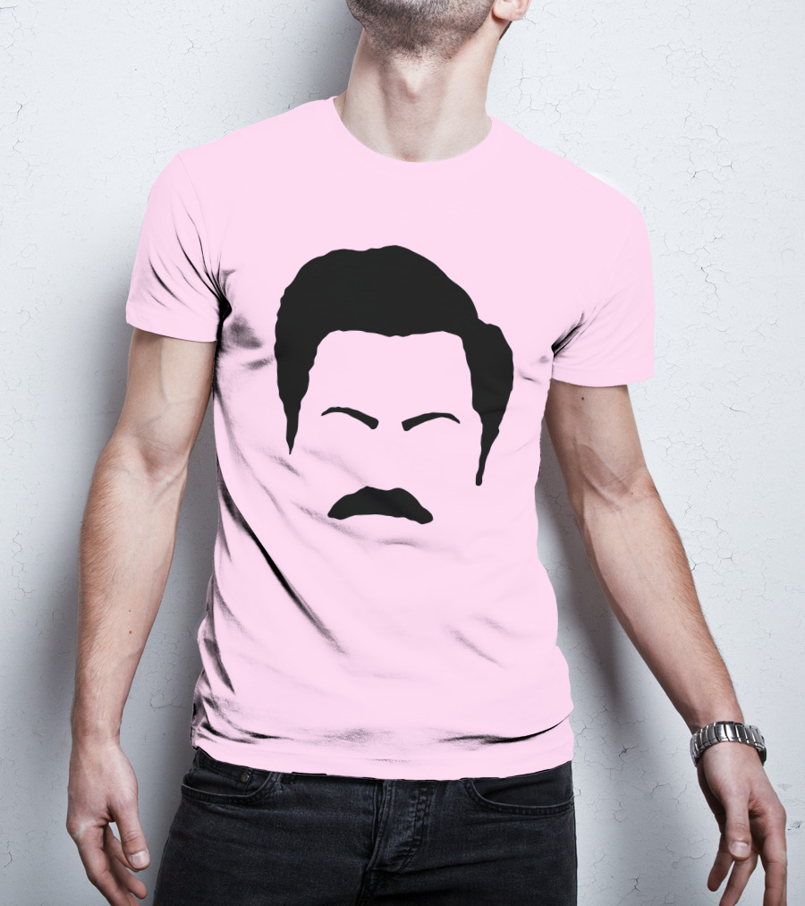 Ron Swanson Mustache Face Silhouette Parks And Recreation T-Shirt
