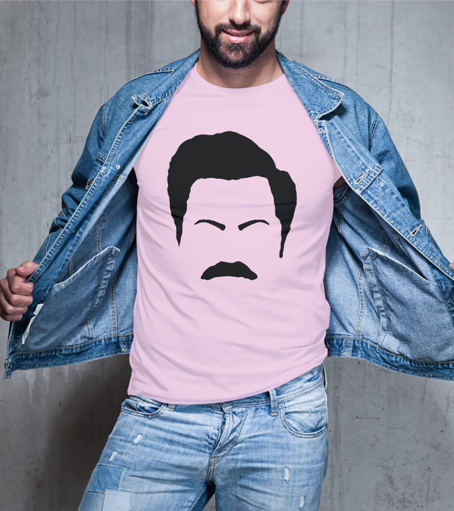 Ron Swanson Mustache Face Silhouette Parks And Recreation T-Shirt