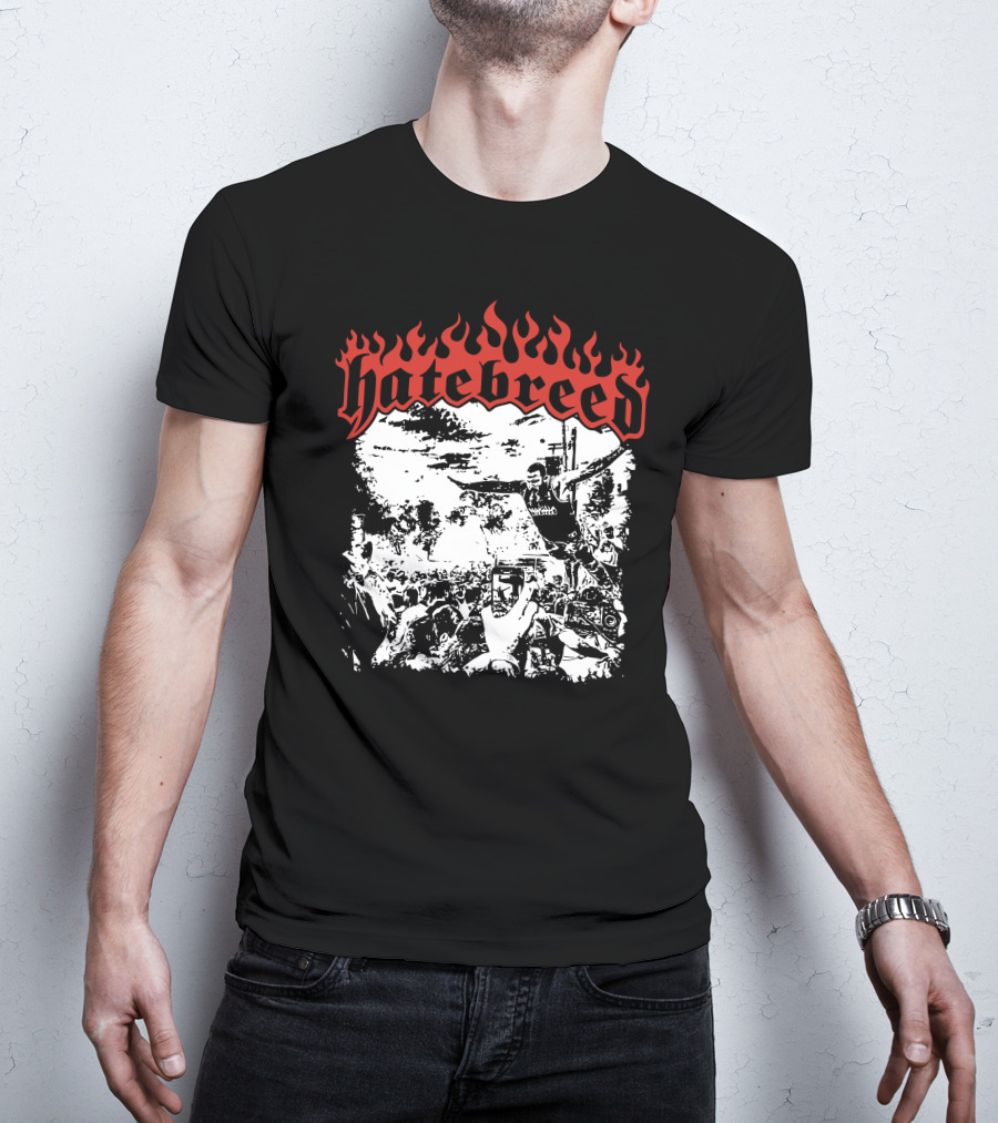 Hatebreed Flaming Logo Brody Dive Concert Crowd Scene T-Shirt