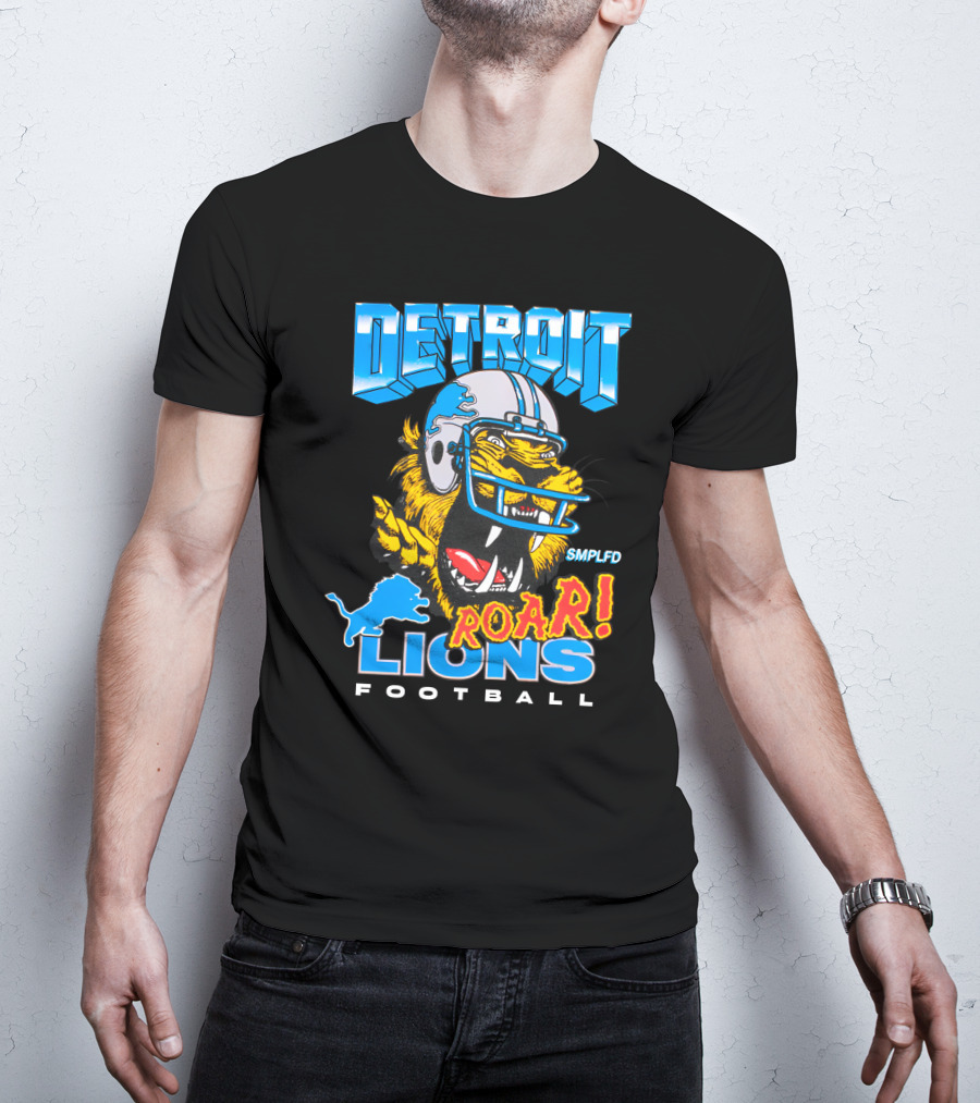Detroit Lions SMPLFD Roar Football T-Shirt