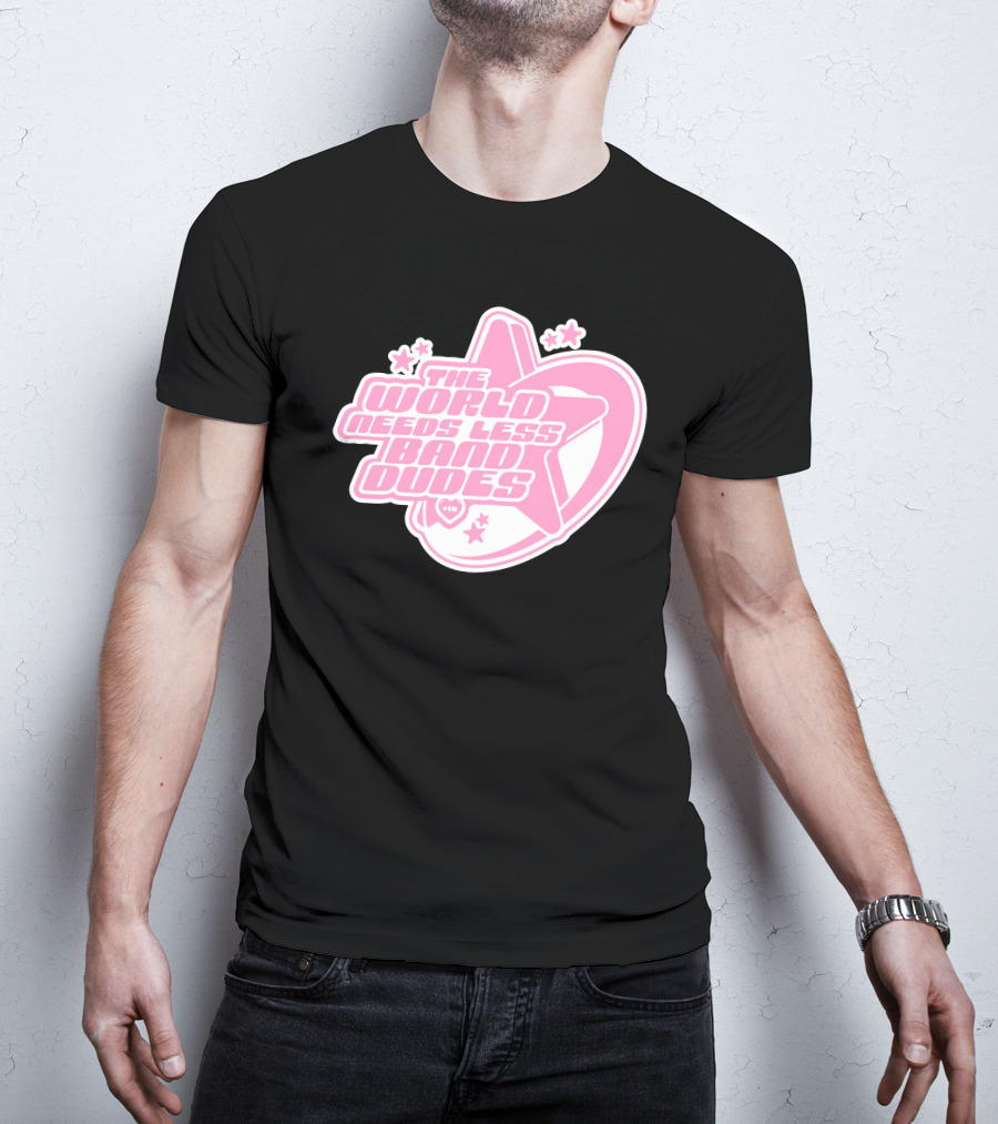 The World Needs Less Band Dudes Star Heart Pink Graphics T-Shirt
