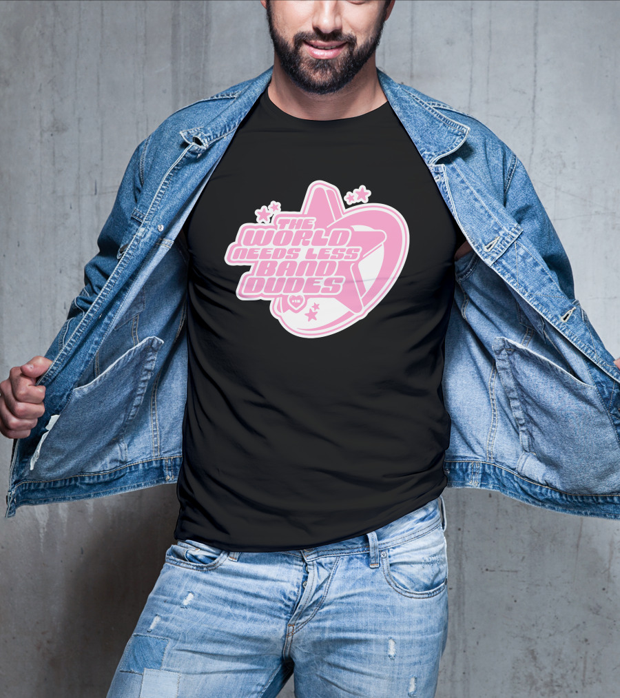 The World Needs Less Band Dudes Star Heart Pink Graphics T-Shirt