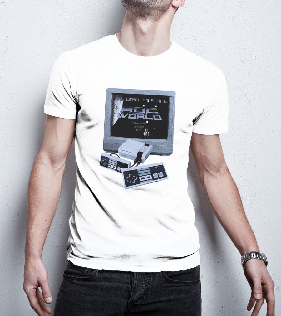 Rdc World NES One Level At A Time Retro Gaming Console And Controllers T-Shirt