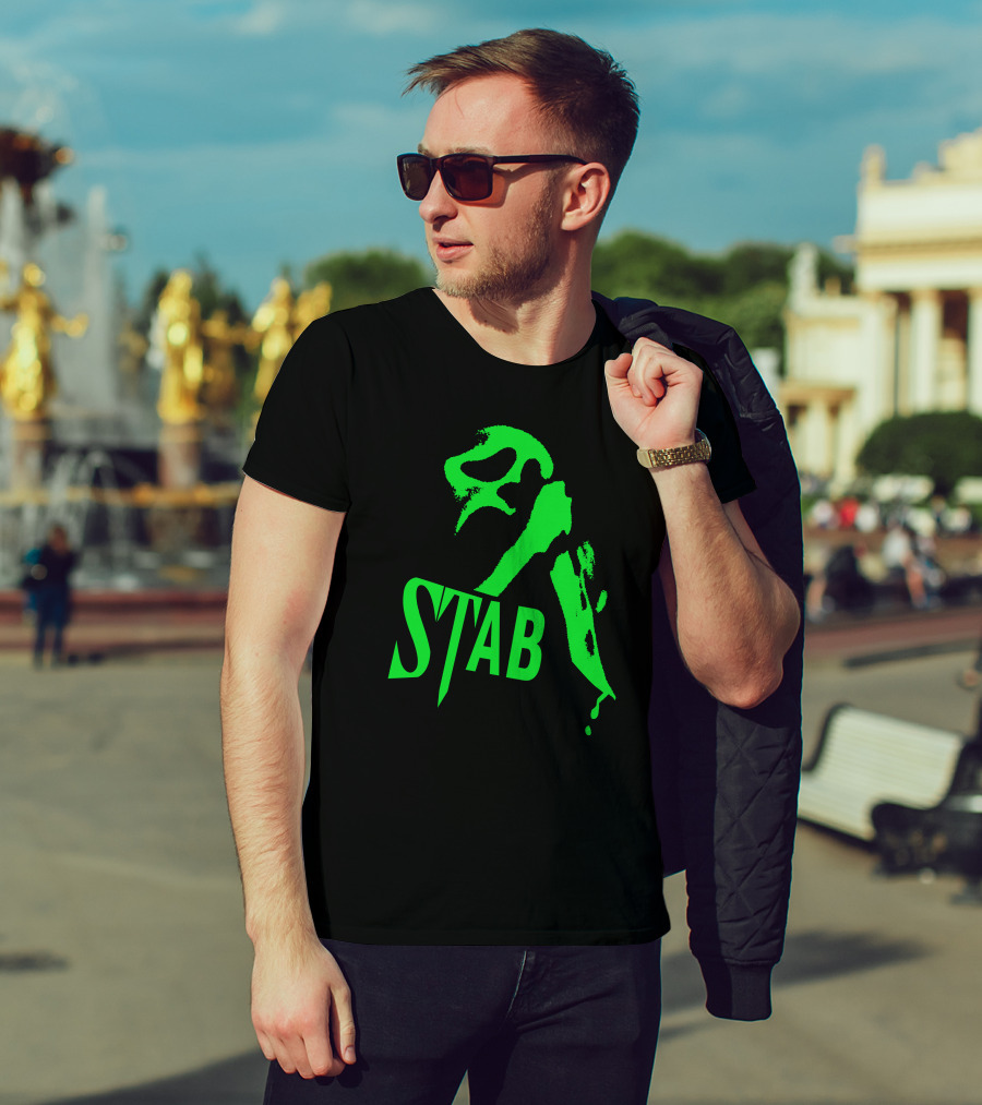 Ghostface Stab Green Mask Dripping Knife T-Shirt