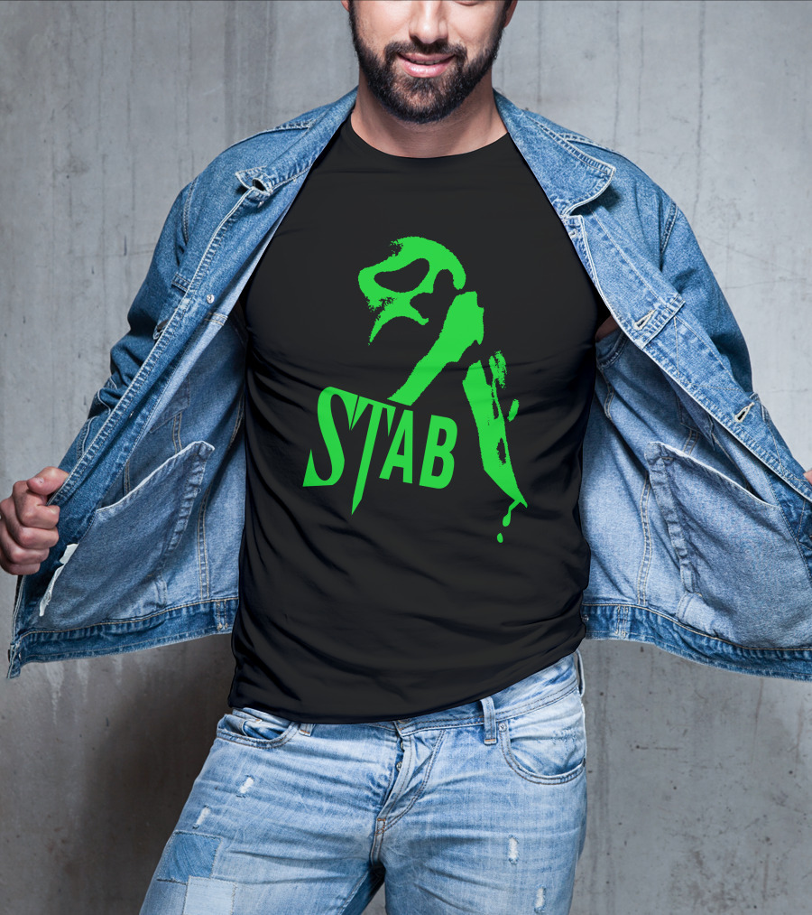 Ghostface Stab Green Mask Dripping Knife T-Shirt