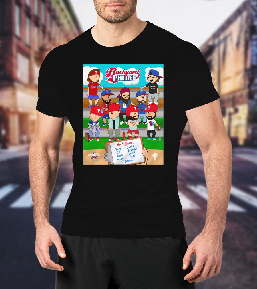 Backyard Phillies Opening Day Fightins Team Names Player Icons T-Shirt