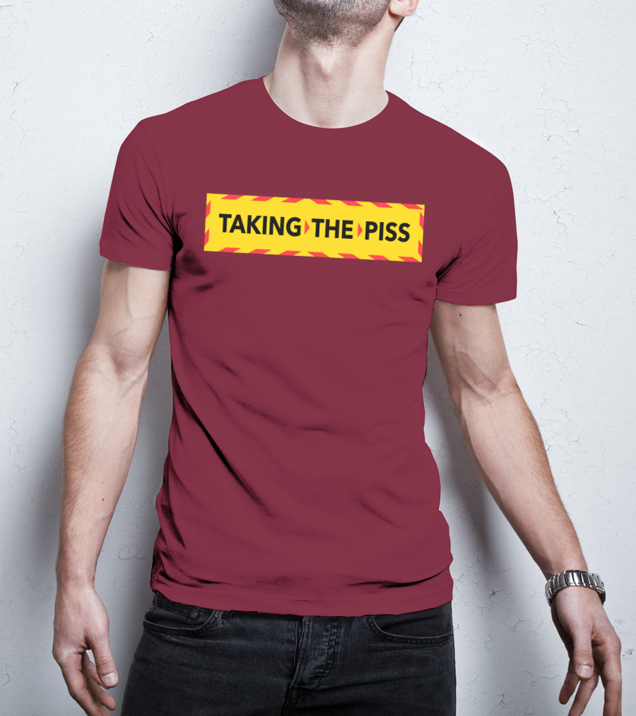 TAKING THE PISS Yellow Black Striped Warning Sign T-Shirt