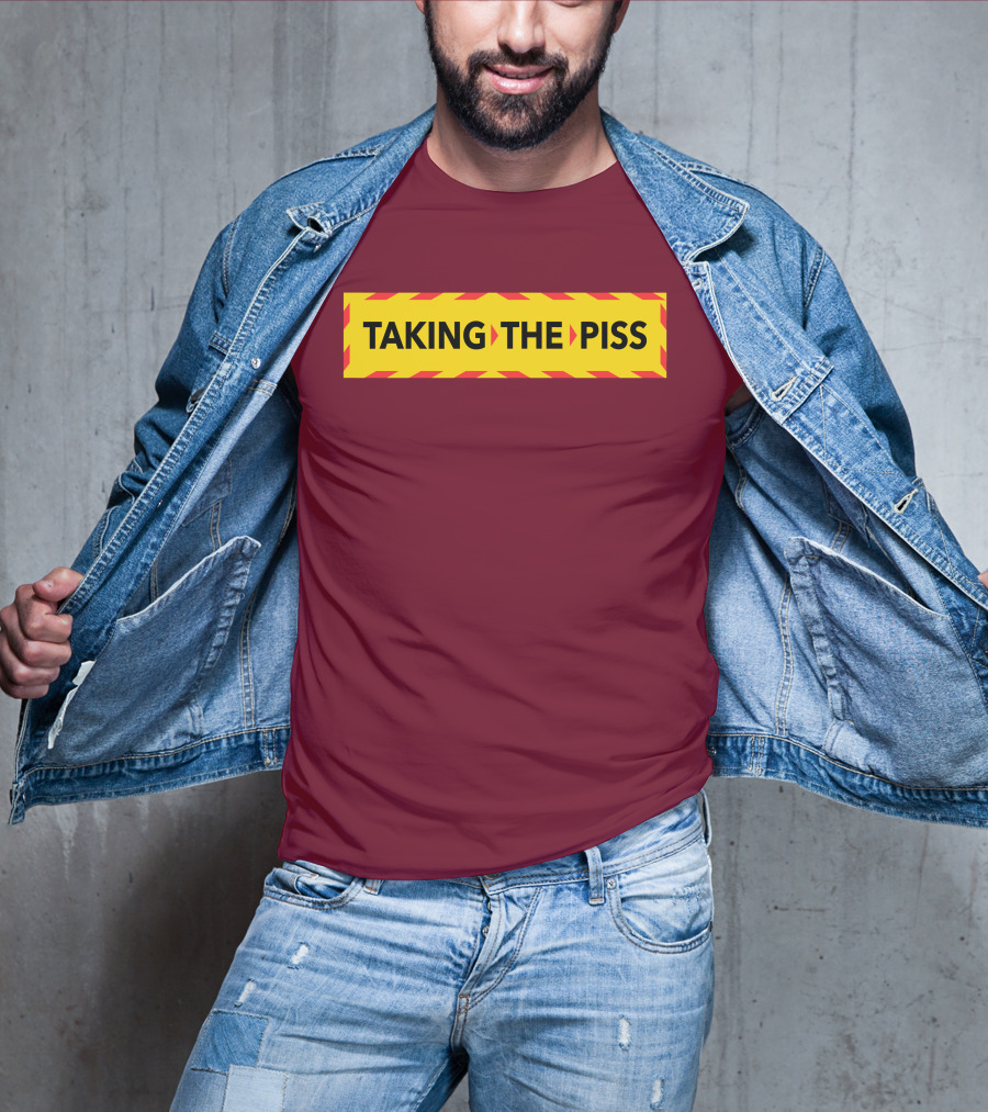 TAKING THE PISS Yellow Black Striped Warning Sign T-Shirt