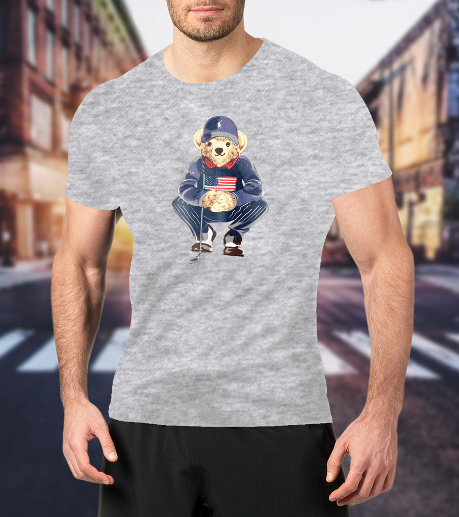 Justin Thomas Polo Golf Bear USA Flag T-Shirt