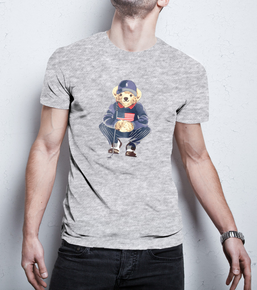 Justin Thomas Polo Golf Bear USA Flag T-Shirt