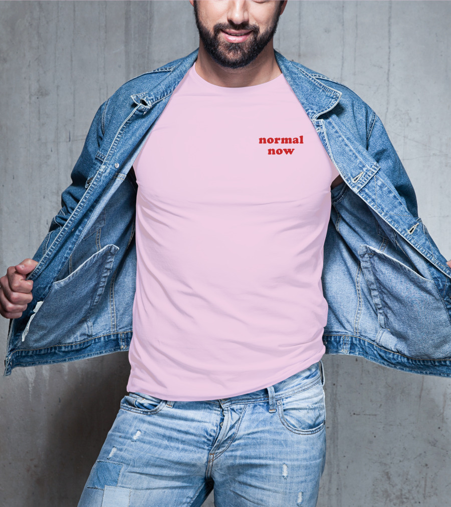 Normal Now Text Red On Light Pink T-Shirt