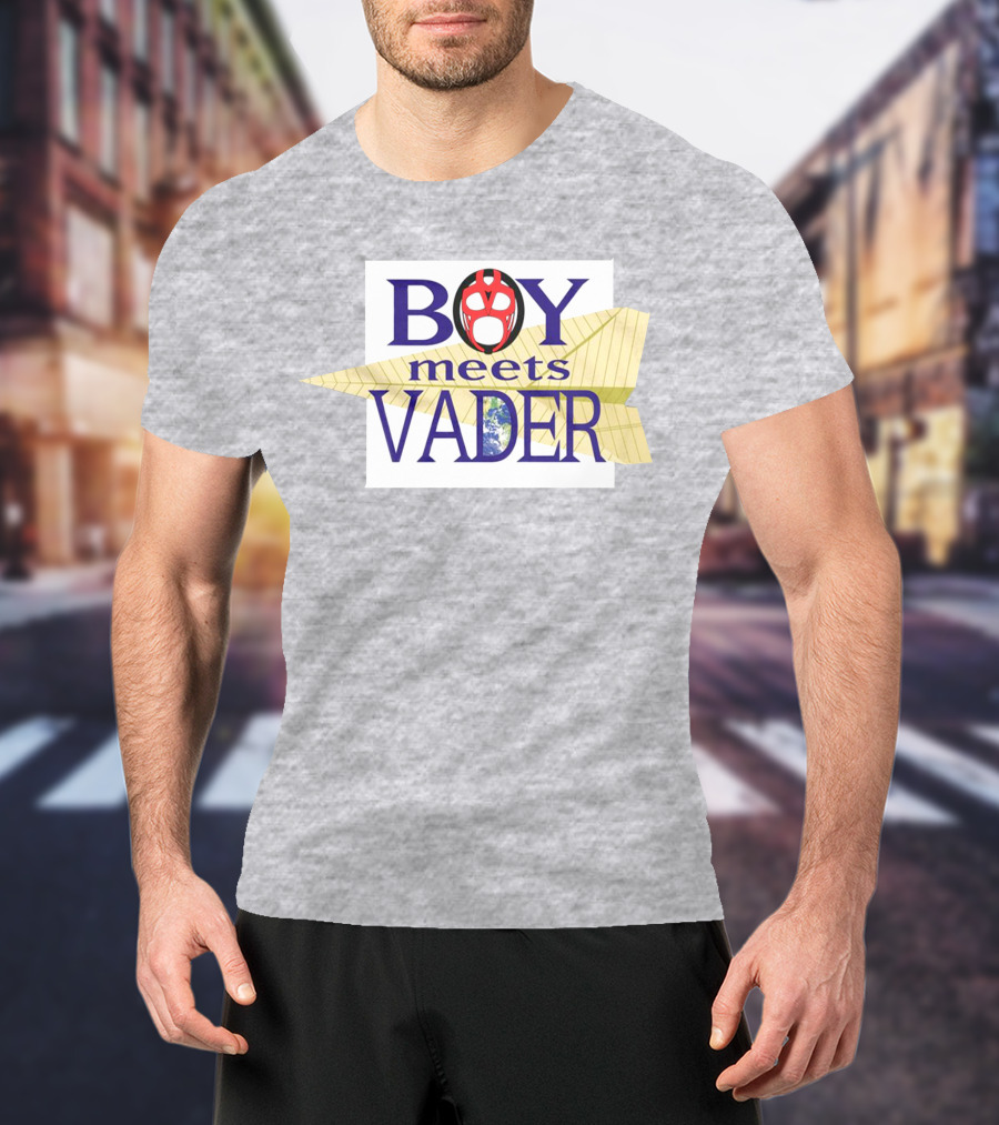 BOY Meets VADER Star Wars Parody Earth Paper Plane T-Shirt
