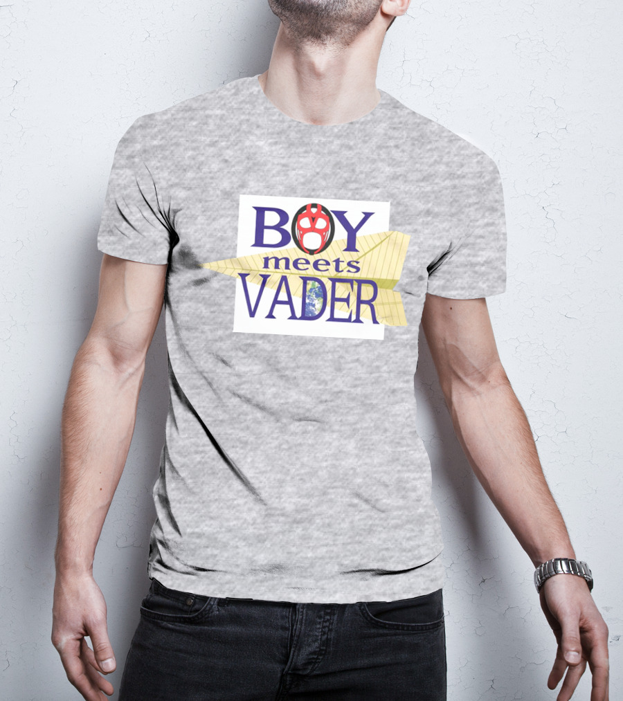 BOY Meets VADER Star Wars Parody Earth Paper Plane T-Shirt