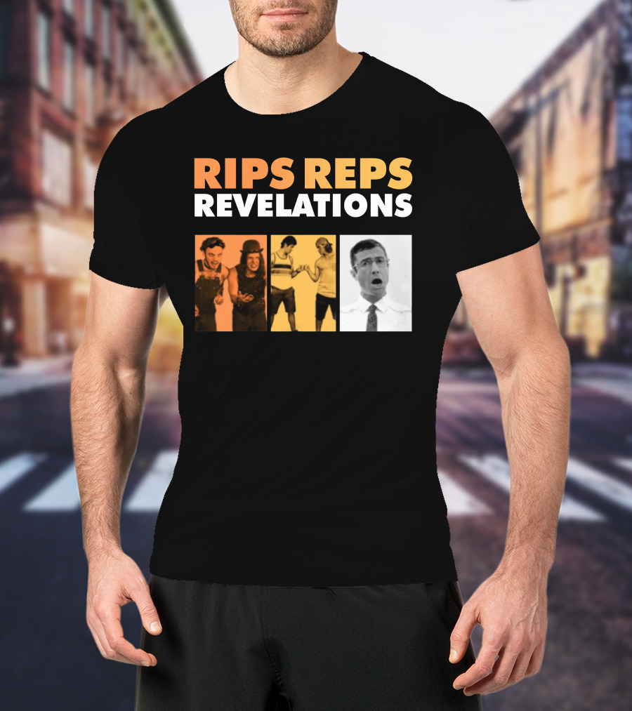 Rips Reps Revelations Classic Comedy Flexing Surprised Expression T-Shirt