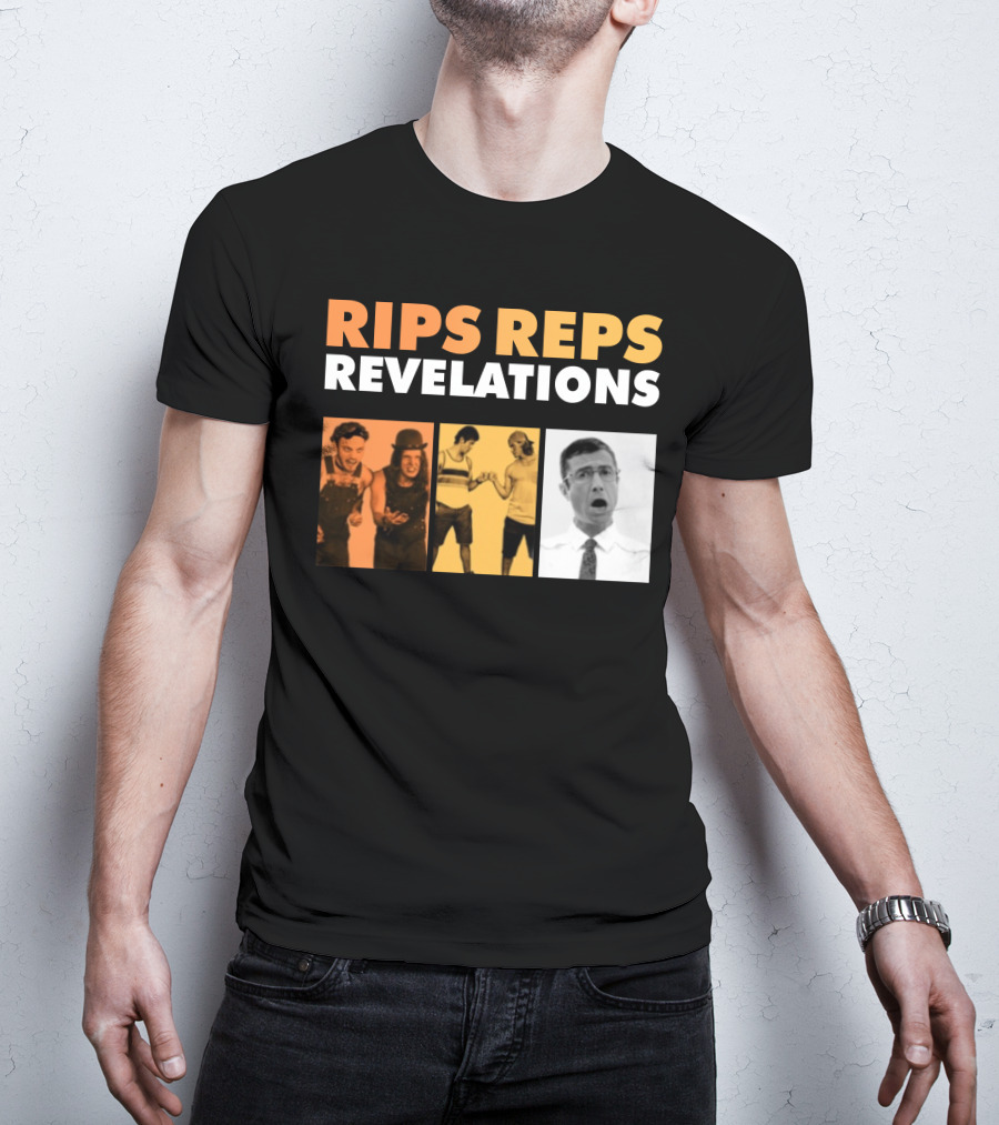 Rips Reps Revelations Classic Comedy Flexing Surprised Expression T-Shirt