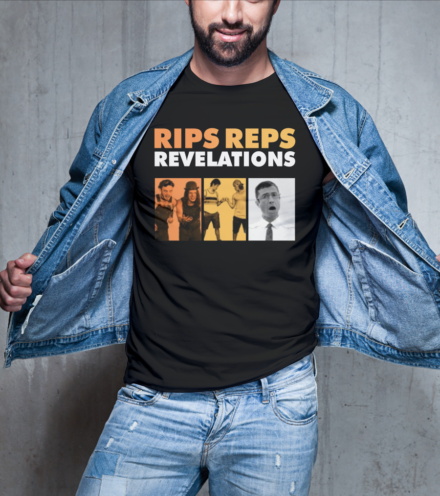 Rips Reps Revelations Classic Comedy Flexing Surprised Expression T-Shirt
