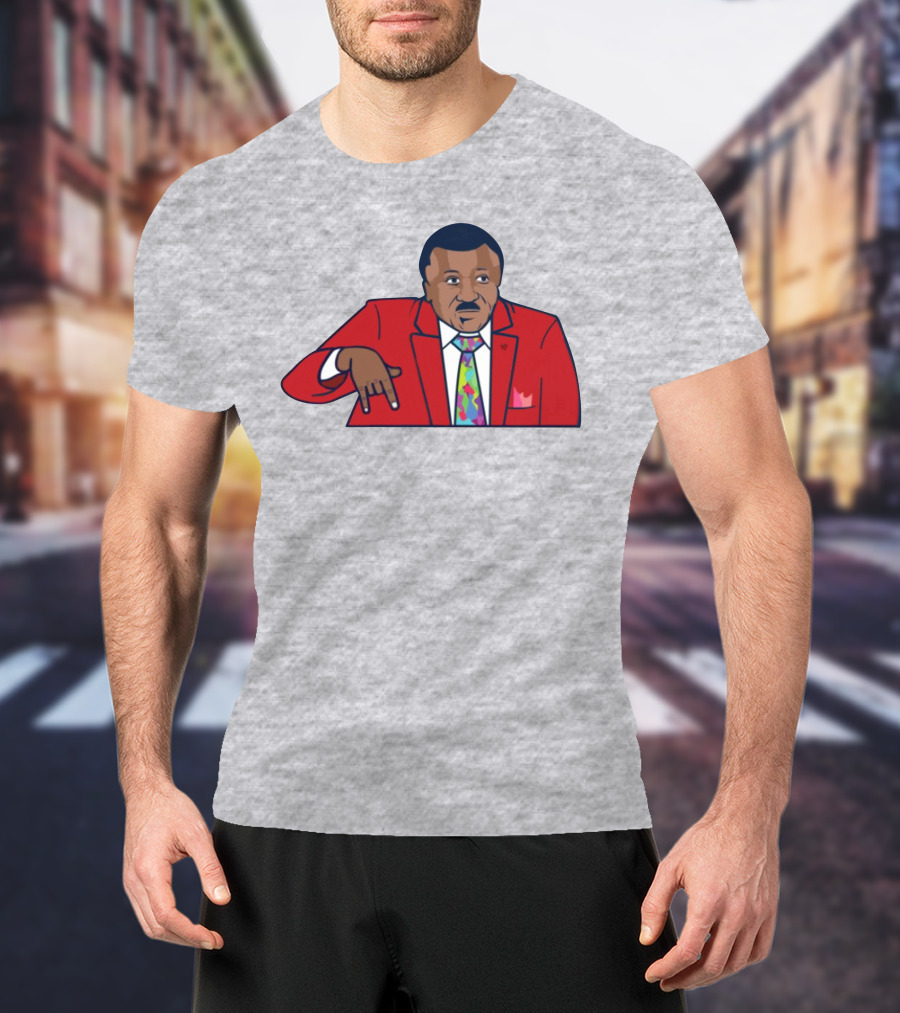Basketball Analyst Fashion Red Suit Icon Horns Down Gesture T-Shirt
