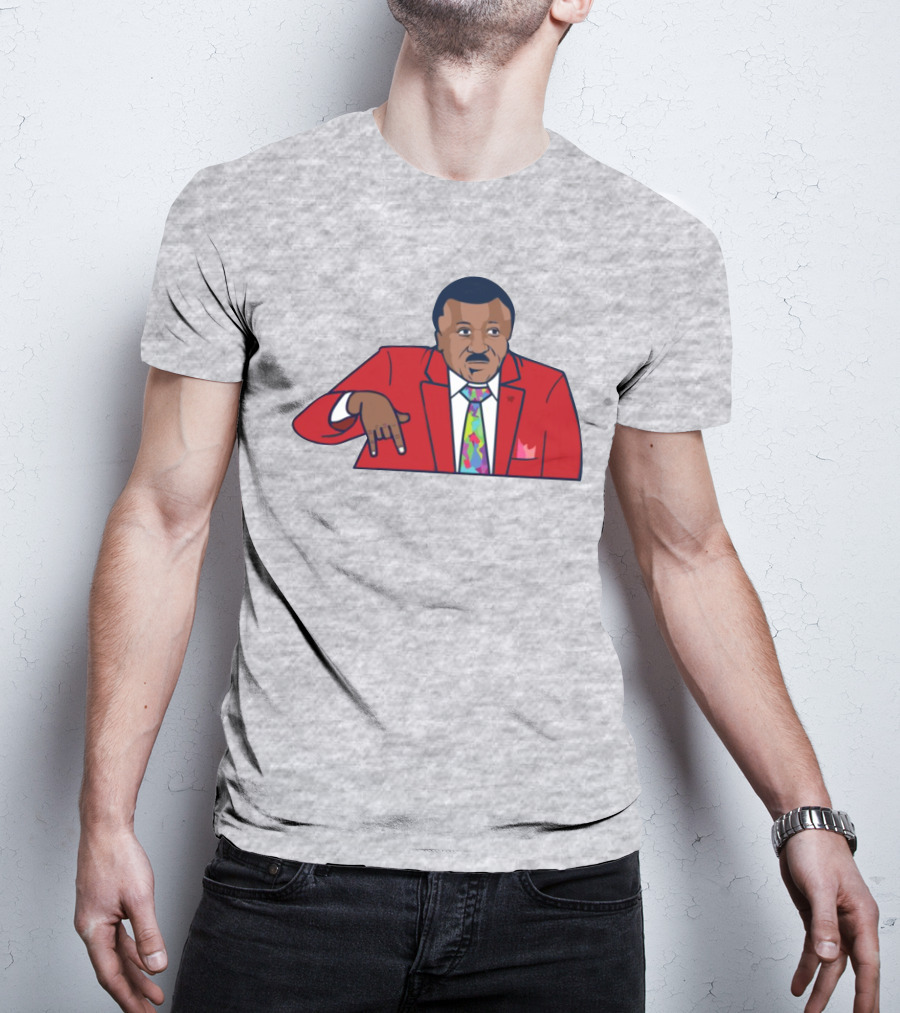 Basketball Analyst Fashion Red Suit Icon Horns Down Gesture T-Shirt