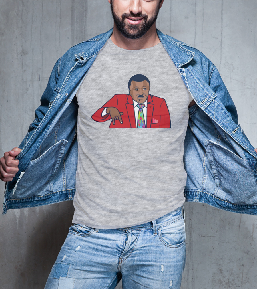 Basketball Analyst Fashion Red Suit Icon Horns Down Gesture T-Shirt
