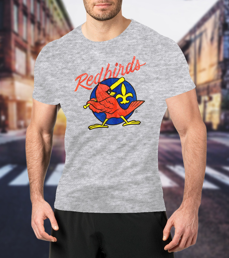 Redbirds Vintage Throwback Blue Circle Fleur-de-Lis T-Shirt