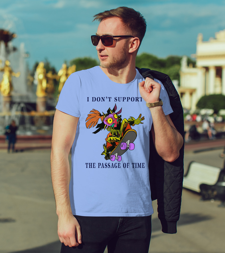 I Don't Support The Passage Of Time Skateboarding Masked Character T-Shirt