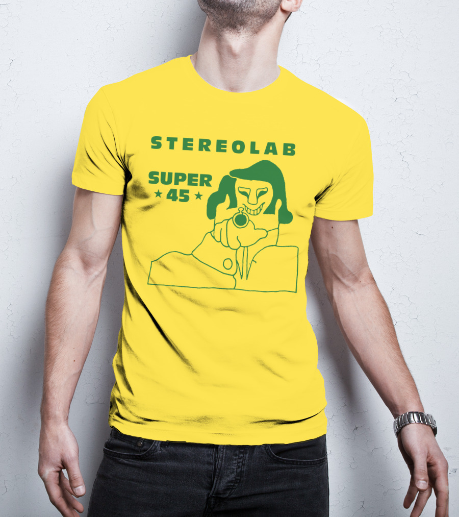 Stereolab Super 45 Abstract Green Figure With Stars T-Shirt