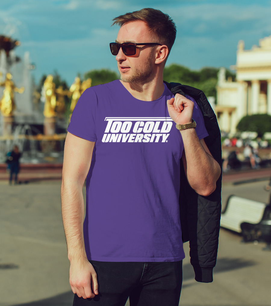 Too Cold University Vintage Style Retro Sports College T-Shirt