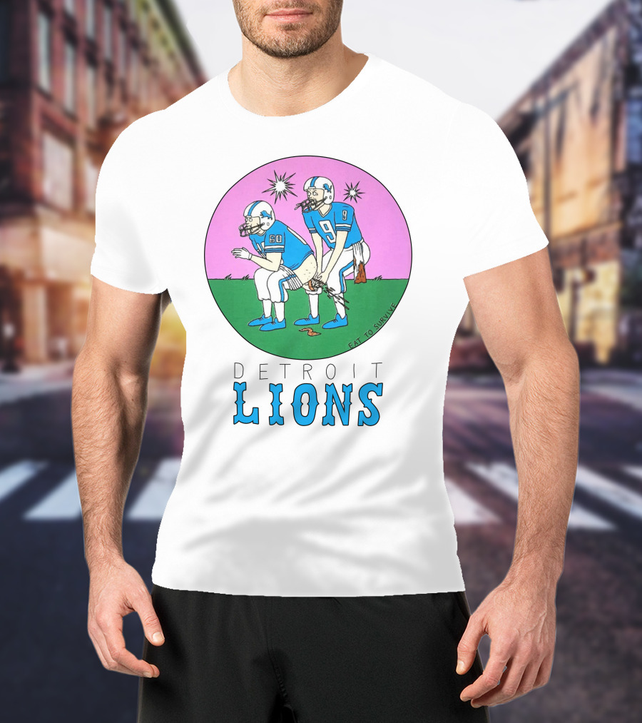 Eat To Survive Detroit Lions Football Comic Humorous T-Shirt