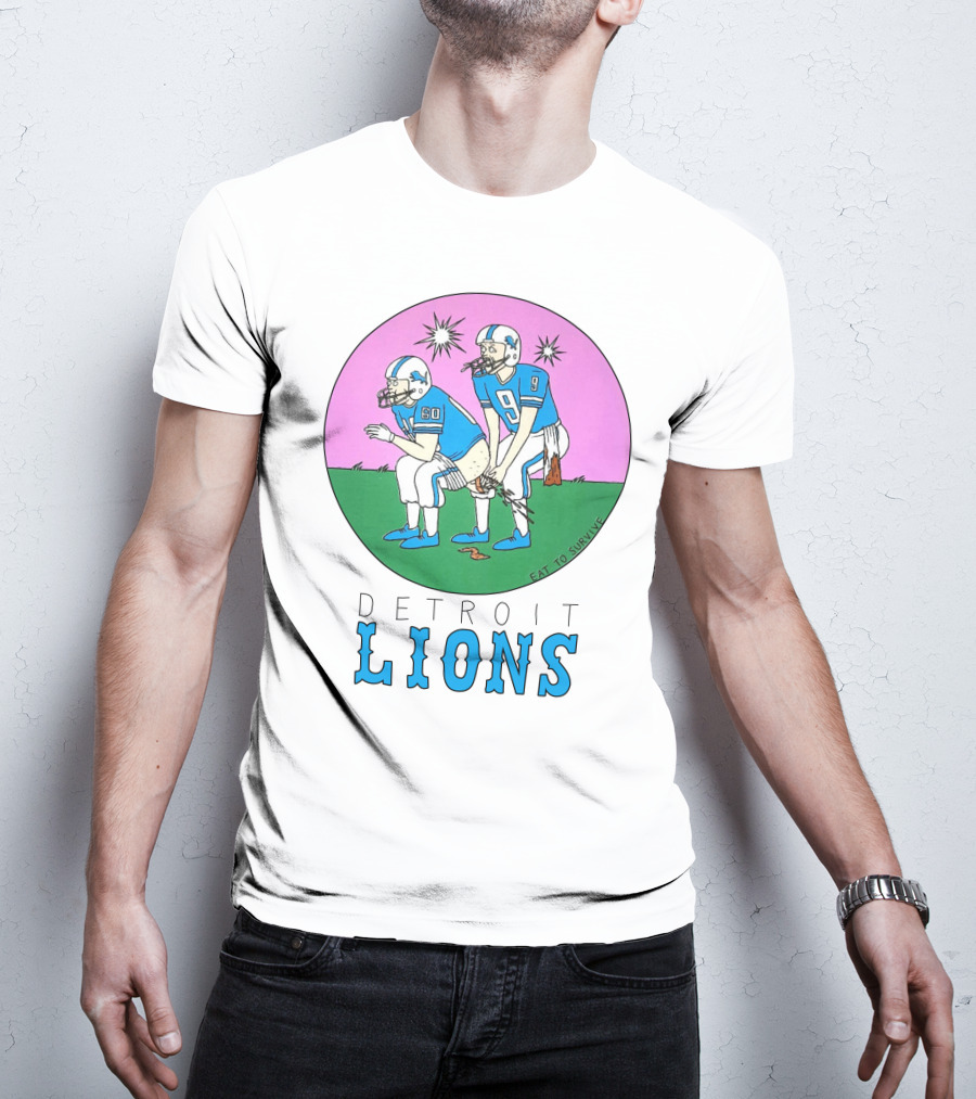 Eat To Survive Detroit Lions Football Comic Humorous T-Shirt