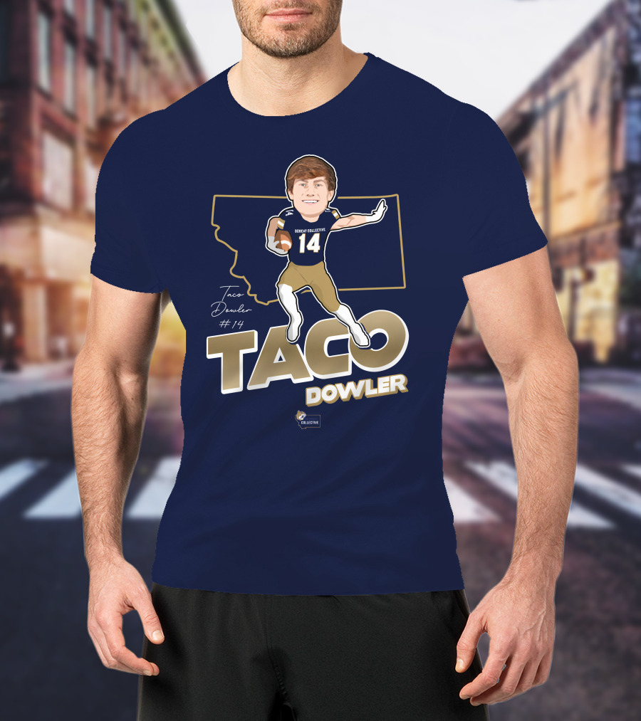 Bobcat Collective Taco Dowler #14 Montana Football T-Shirt