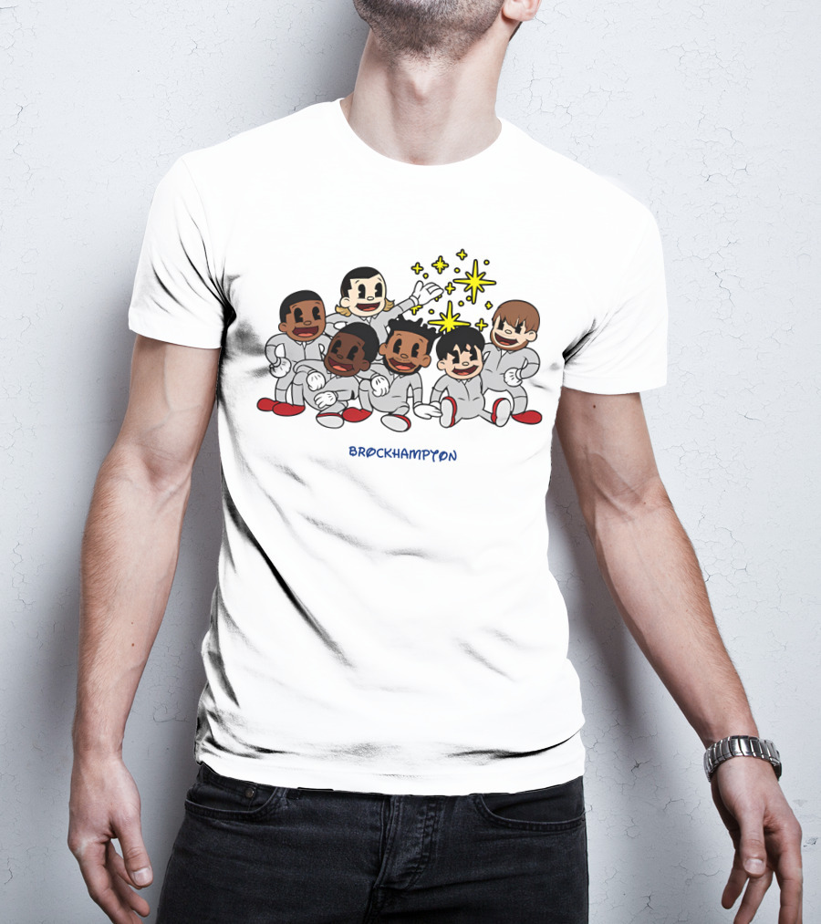 Brockhampton Cartoon Group Portrait With Stars T-Shirt