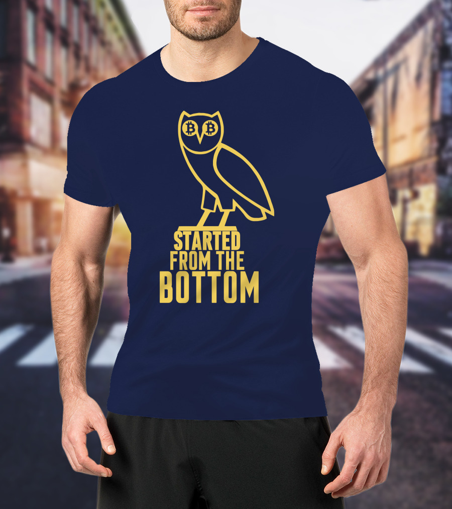 Mr Hodl Bitcoin Started From The Bottom Owl Bitcoin Eyes T-Shirt
