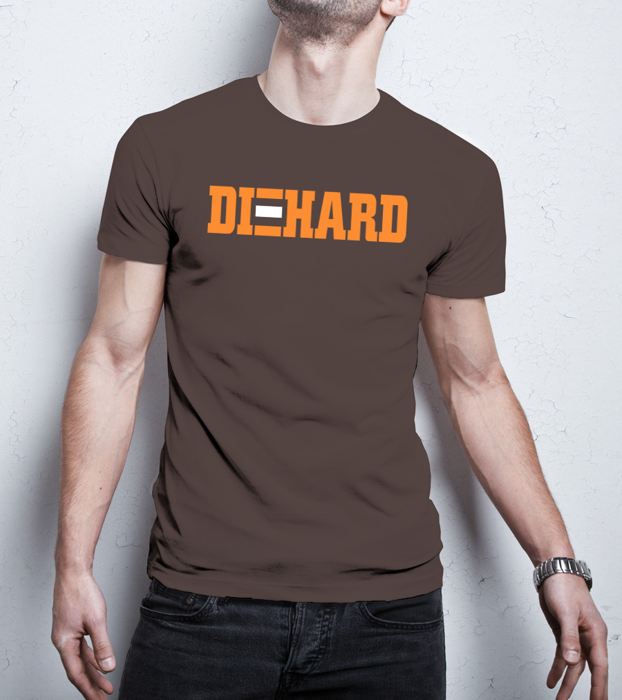 Yvette Diehard Equal Symbol Text In Bold Orange Font T-Shirt
