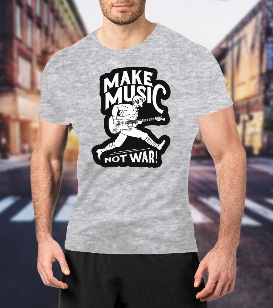 Matt Pinfield Make Music Not War Guitar Soldier Iconic Message T-Shirt